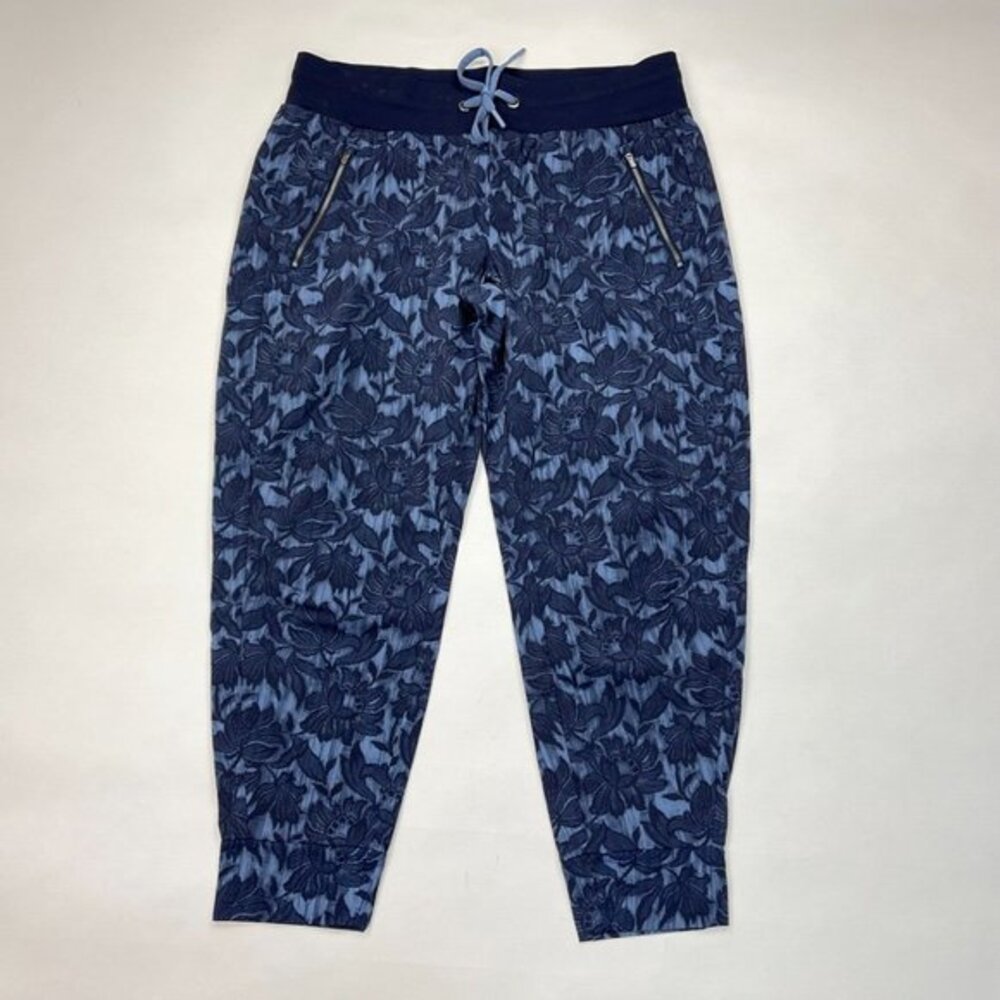 Athleta Trekkie North Floral Jogger Pants Women 12P EUC Nylon Pockets Drawcord